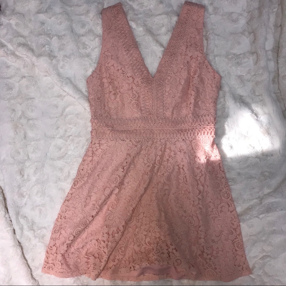 blush pink lace dress